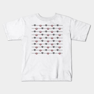 Funky Graphic Lips and Eyes Pattern Black, Pink, White Kids T-Shirt